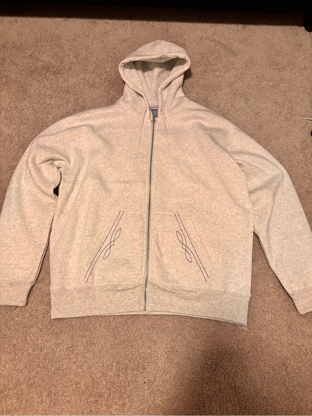Men's Light Gray Zip-Up Hoodie Sweater